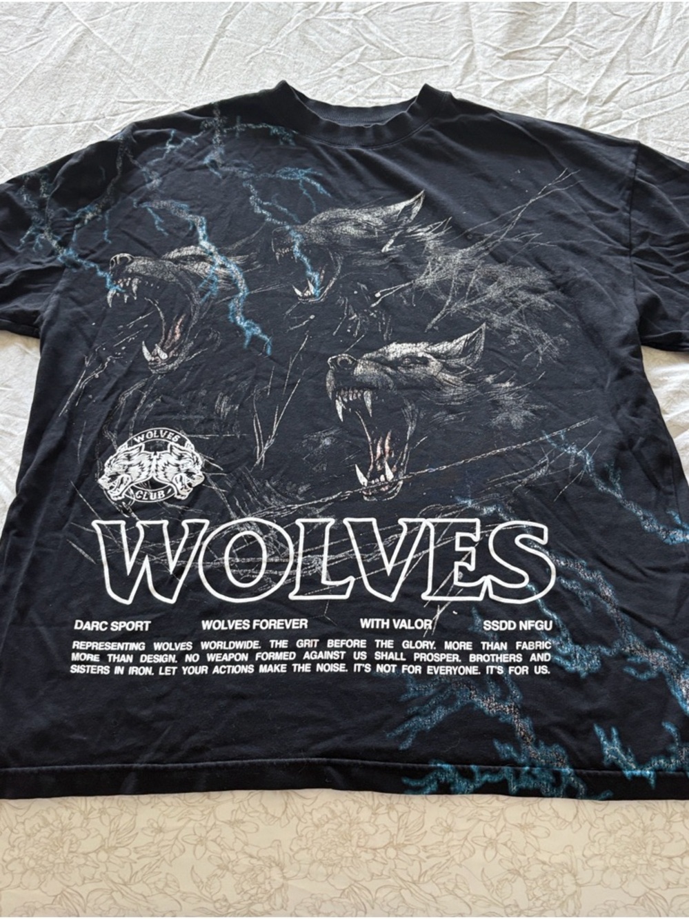 Darc Sport WOLVES Graphic Tee in Black with Blue Accents
